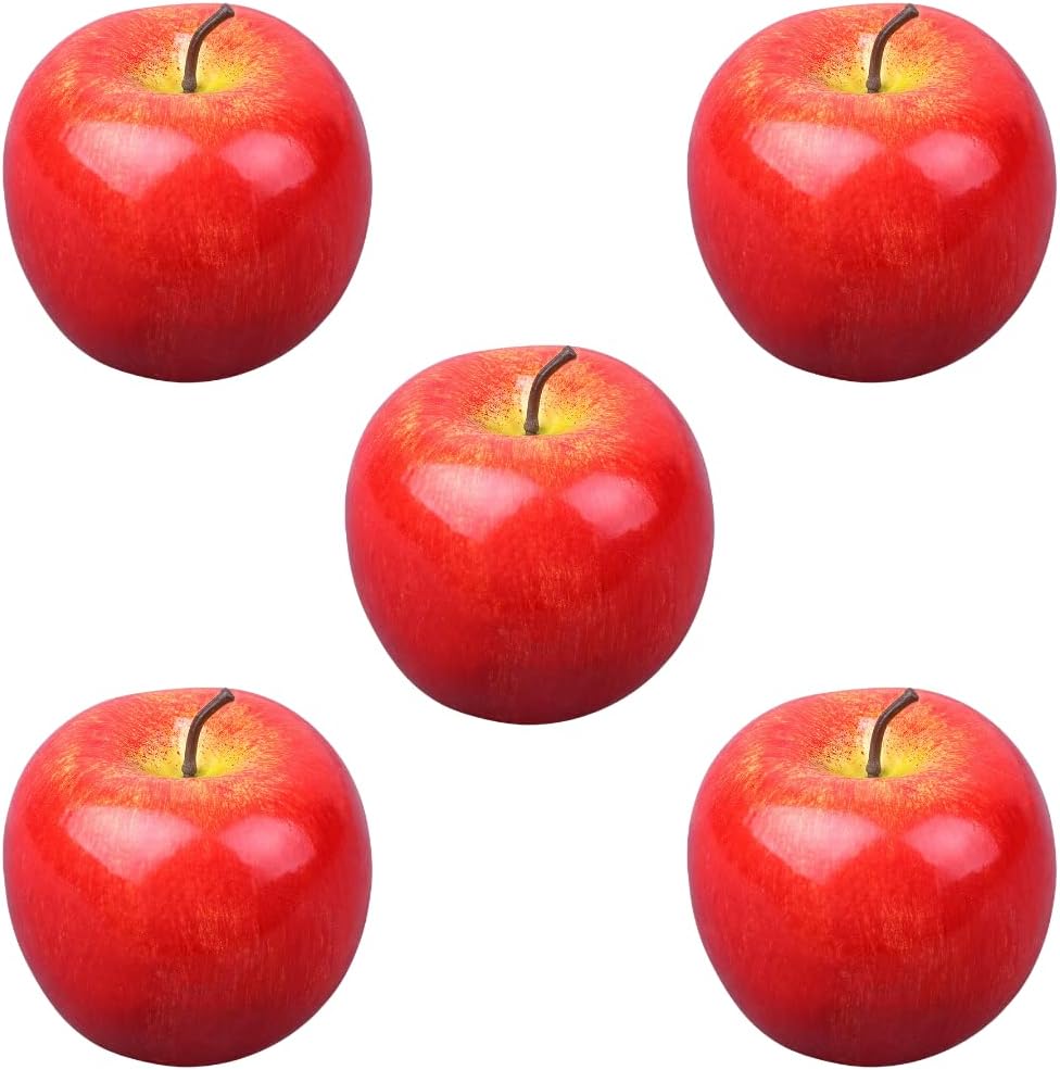 Charmoon Food Sample Apple Fruit Realistic Full-Size Replica Display Interior Exhibit Model 5-Piece Set (Red)