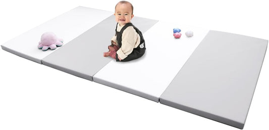WEIMALL Baby Play Mat, Waterproof, Antibacterial, Foldable, Floor Heating, Soundproofing, Noiseless, Thickness 1.6 inches (4 cm), Non-formal Mat, Cushion, Training, Baby Shower