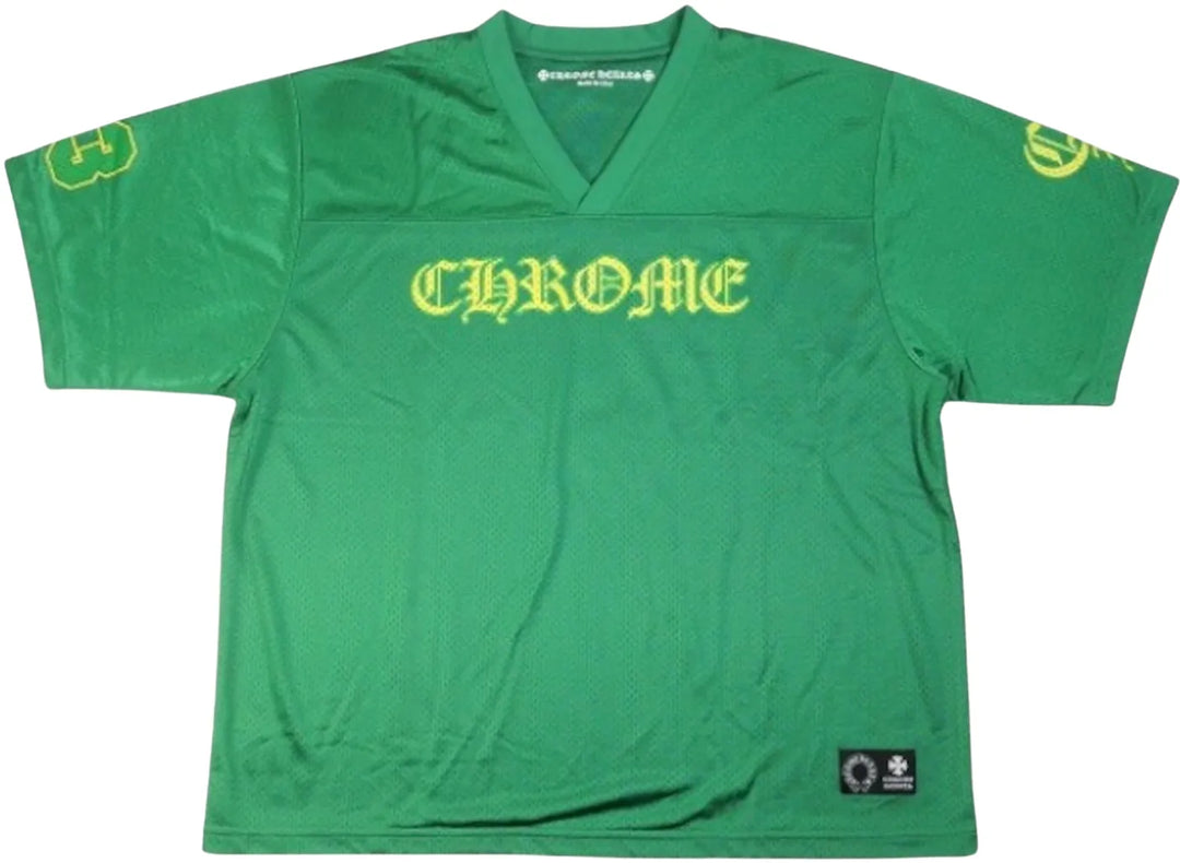 CHROME HEARTS SPORTS MESH WARM UP SHORT SLEEVE JERSEY GREEN