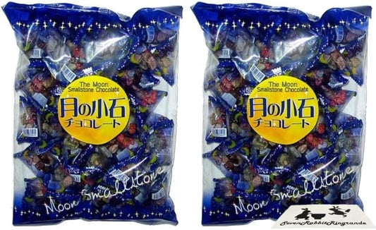 Takuma Foods Moon Pebbles Chocolate, 2 Bags, Total of 100 Chocolate, Sweets, Snacks, Chocolate, Assortment, 7RabbitRiogrande Original Sticker Included (Trademark Registration No. 6667215) (2 Bags)