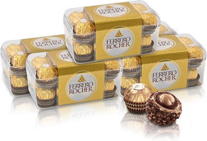 Ferrero Rocher Chocolate, Medium Type, Summer Gift, Chocolate Present, Candy Gift, Popular, Fashionable, Souvenir, Assorted, Bulk Purchase, Large Capacity, Hazelnuts, Milk Chocolate, 16 Pieces x 5, 35.4 oz (1,000 g)