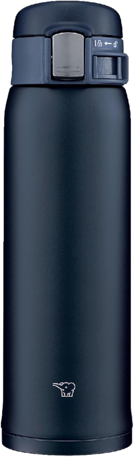 Zojirushi Mahobin SM-SF48-AD Water Bottle, 16.2 fl oz (480 ml), One-Touch Mug, Lightweight & Compact, Standard Type, Heat Insulated, Cold Retention, Navy