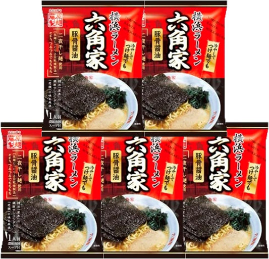 Currently Shipping - Home Delivery - Yokohama Ramen Rokukakuya Tonkotsu Shoyu Ramen with Soup Included, 5 Pack - Yokohama Ramen Rokukakuya - Packaged Noodles - Rokukakuya - Dried Noodles - Noodles