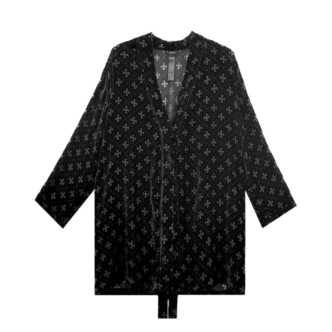 CHROME HEARTS 'BLACK' VELVET CROSS NIGHTGOWN