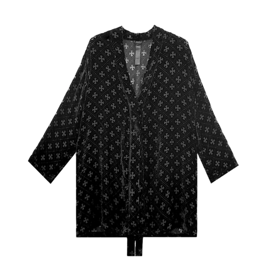 CHROME HEARTS 'BLACK' VELVET CROSS NIGHTGOWN