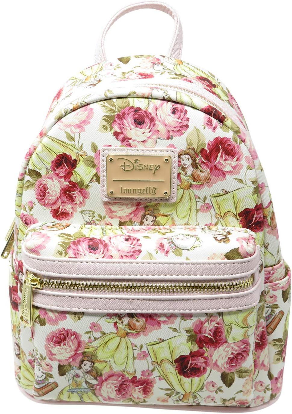 Loungefly X Beauty and the Beast Floral Print Character Faux Leather Mini Backpack
