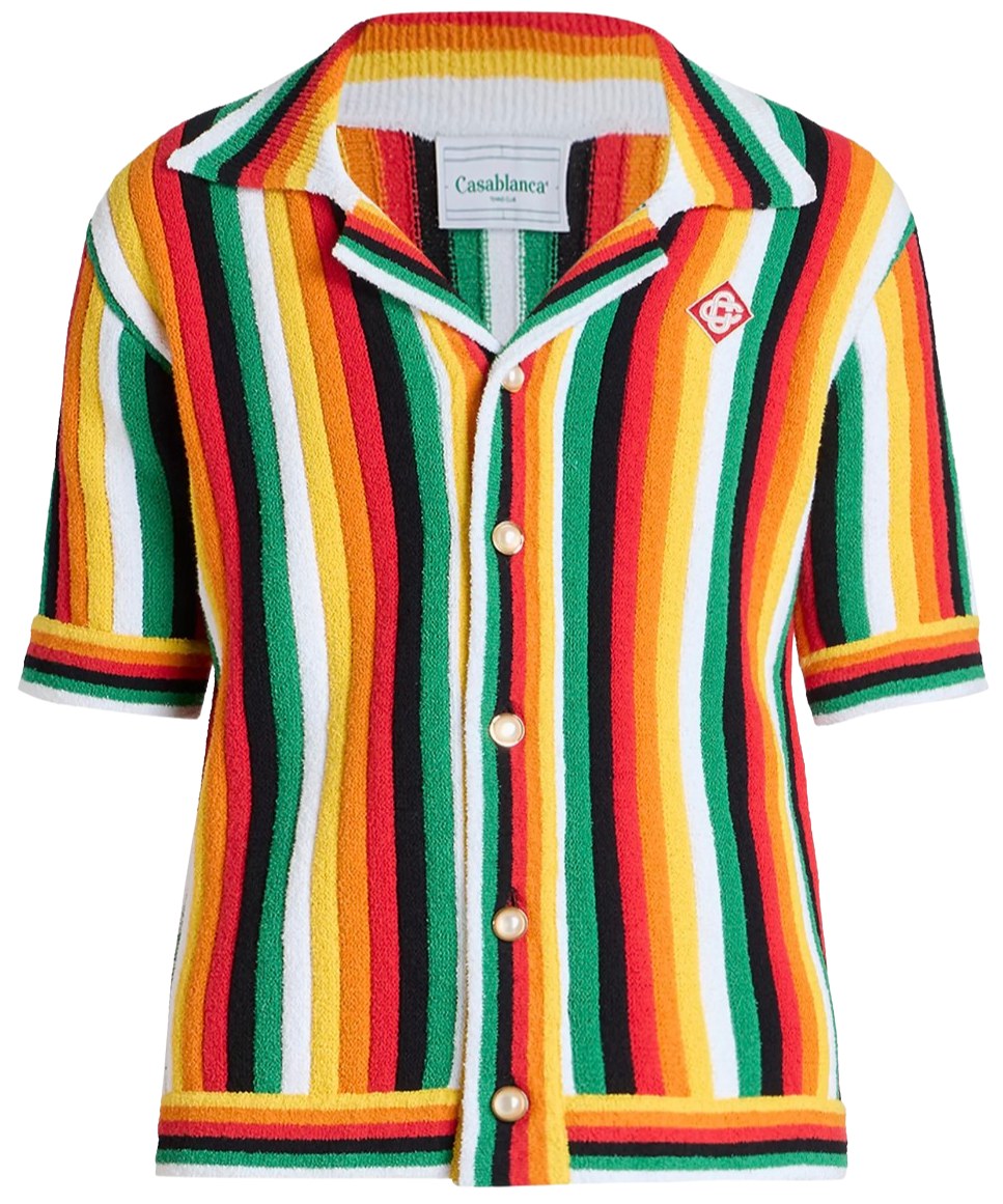 CASABLANCA STRIPED 'TOWELING' CAMP SHIRT
