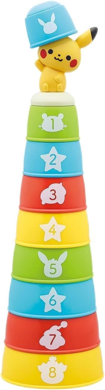 Toyroyal Monpoke Cup Tray (Cup Play / Educational Toy) Baby Toy (Finger Play / Color Play / Number Play) Baby Toy Cup Tower Stacking Building Pokemon