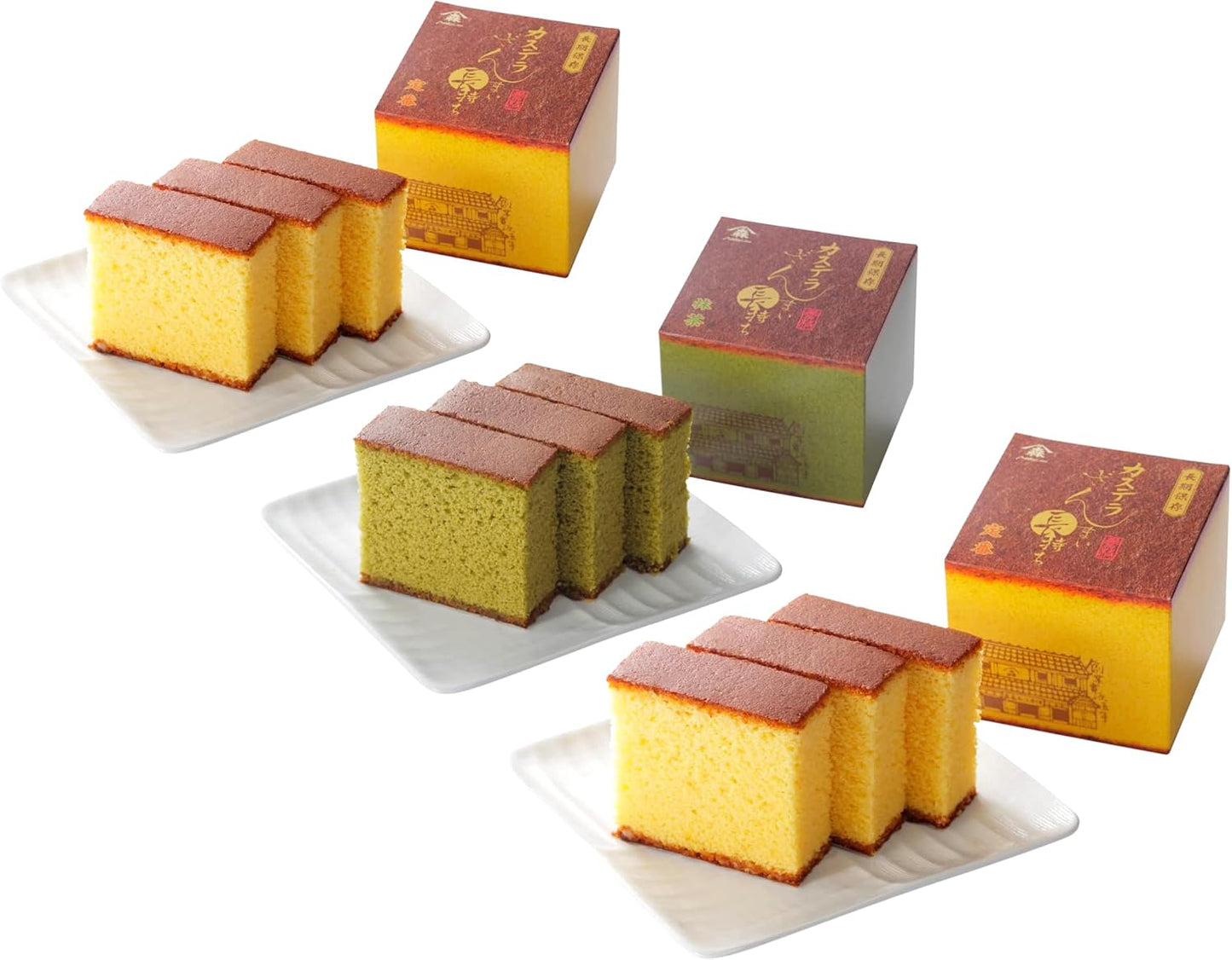Kashuuden Morinaga Castella Zanmai Long-lasting (Three Boxes) Classic x2, Matcha x1