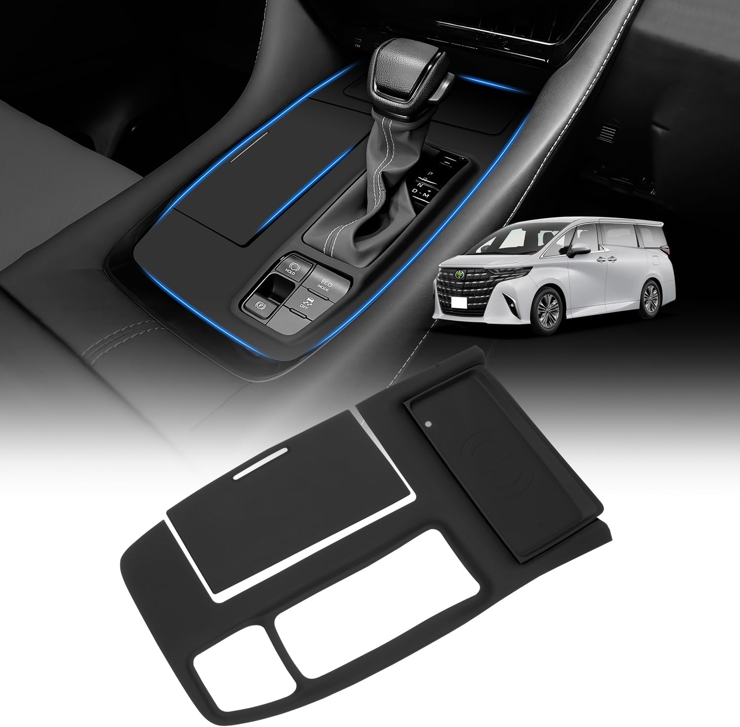 Toyota Alphard 40 Series Shift Panel Cover, Rubber Mat, 40 Alphard, Console Panel Cover, Rubber Mat, Accessories, Exclusive Goods, Interior Parts, Scratch Resistant, Stain Resistant