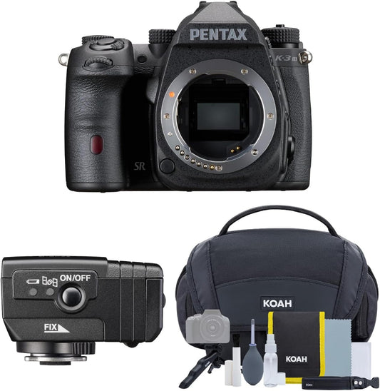 Pentax K-3 Mark III Monochrome Camera Body (Black) - High Definition DSLR Bundle Ricoh Pentax O-GPS2 GPS Unit, Camera System Gadget Bag, 64GB Memory Card (4 Items)