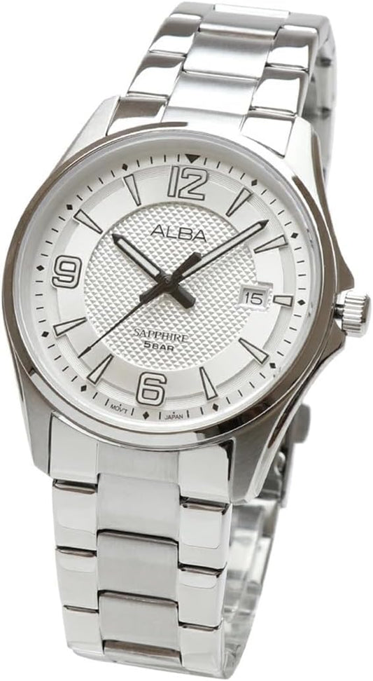 Seiko ALBA Alba Watch AS9N51X1 Silver Quartz Analog Date Calendar Stainless Steel Men Japanese Movement Business Watch Dress Watch, Stainless Steel Bracelet, Silver, Bracelet Type