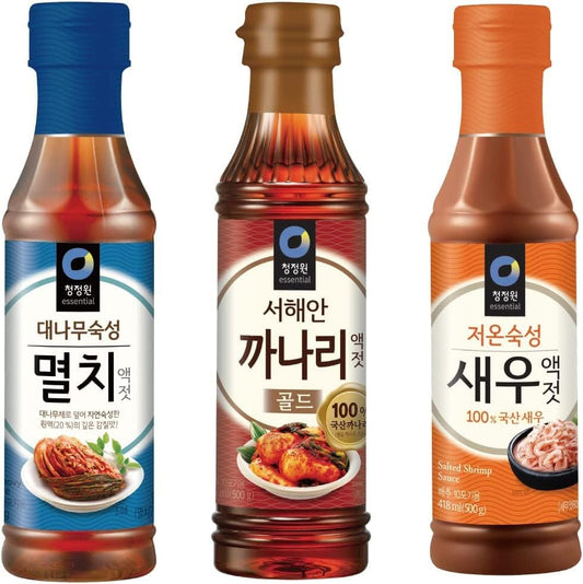 O’Food [Sardines Extract, Squid Extract, Shrimp Extract 500g Each 1 Set] Korean Seasoning Set Extracts Sardines, Squid, Shrimp, Fish Sauce, Korean Food, Korean Seasoning, Kimchi Ingredients