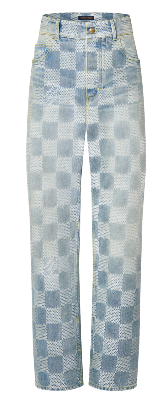 LOUIS VUITTON 'DAMIER' LIGHT WASH DENIM SKATE PANTS