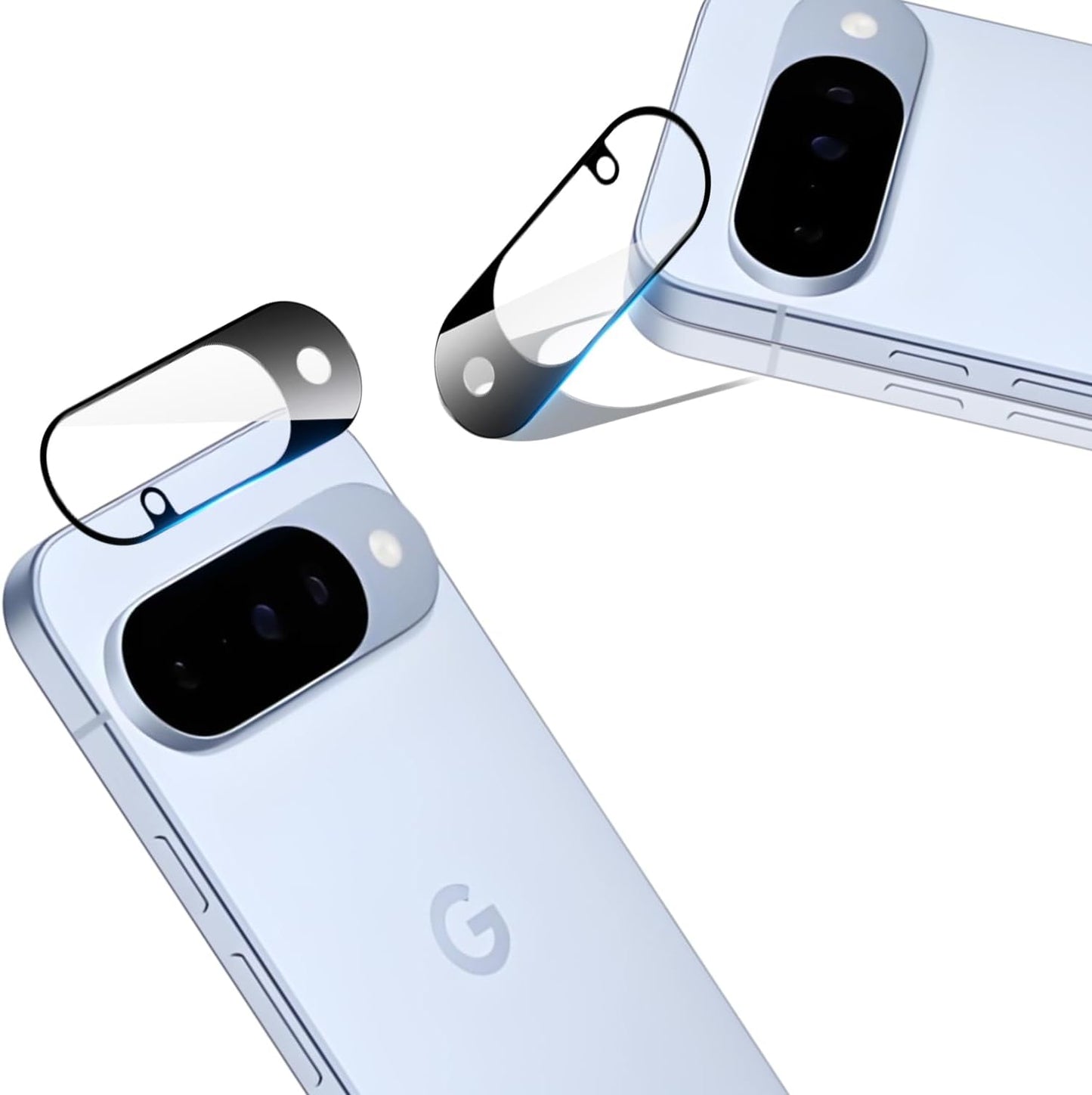 For Google Pixel 10 Camera Film Cover, Set of 2, Made in Japan Asahi Glass Full Protection, Pixel 10, Camera Protective Film, Lens Protection, Black Edge, Overexposure Prevention, Pixel 10, Camera