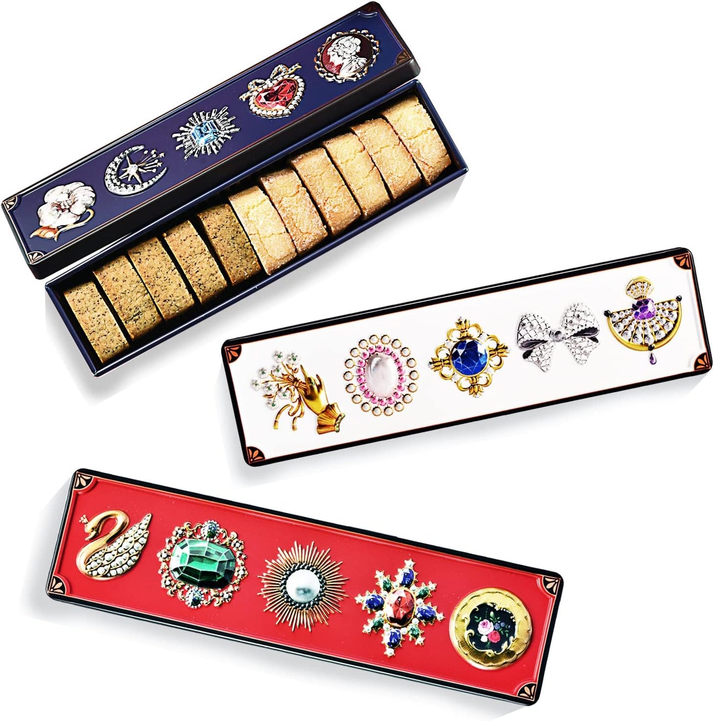 Cookie Tin, Petite Gift, Galactic Cookies, Butter & Japanese Tea Cookies, Bijou Tin, Gift for Sweets, Jewelry Tin, Cute, Stylish, Present, White Day, Return (Red Cadet)