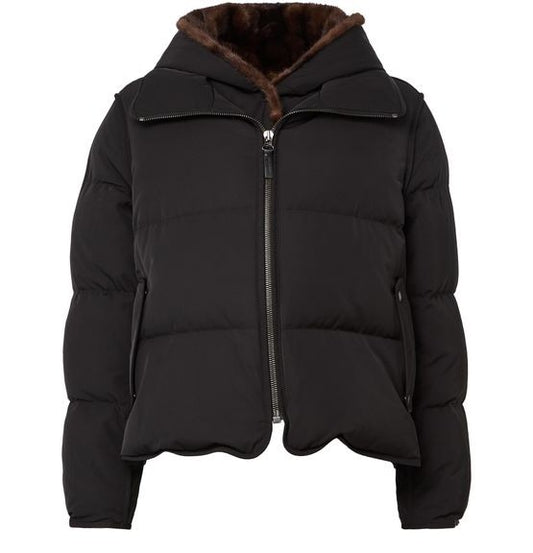 YVES SALOMON Puffer jacket with a mink fur hood - Image 1