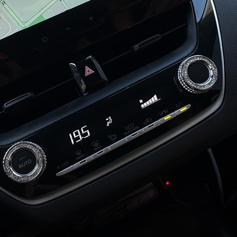 Toyota Corolla Starter Switch Ring Air Conditioner Knob Diamond Crystal Decoration Plate Interior Parts Treasure Ossa Genuine Zirconia Shiny Custom Plated High Hardness Zinc Alloy Easy