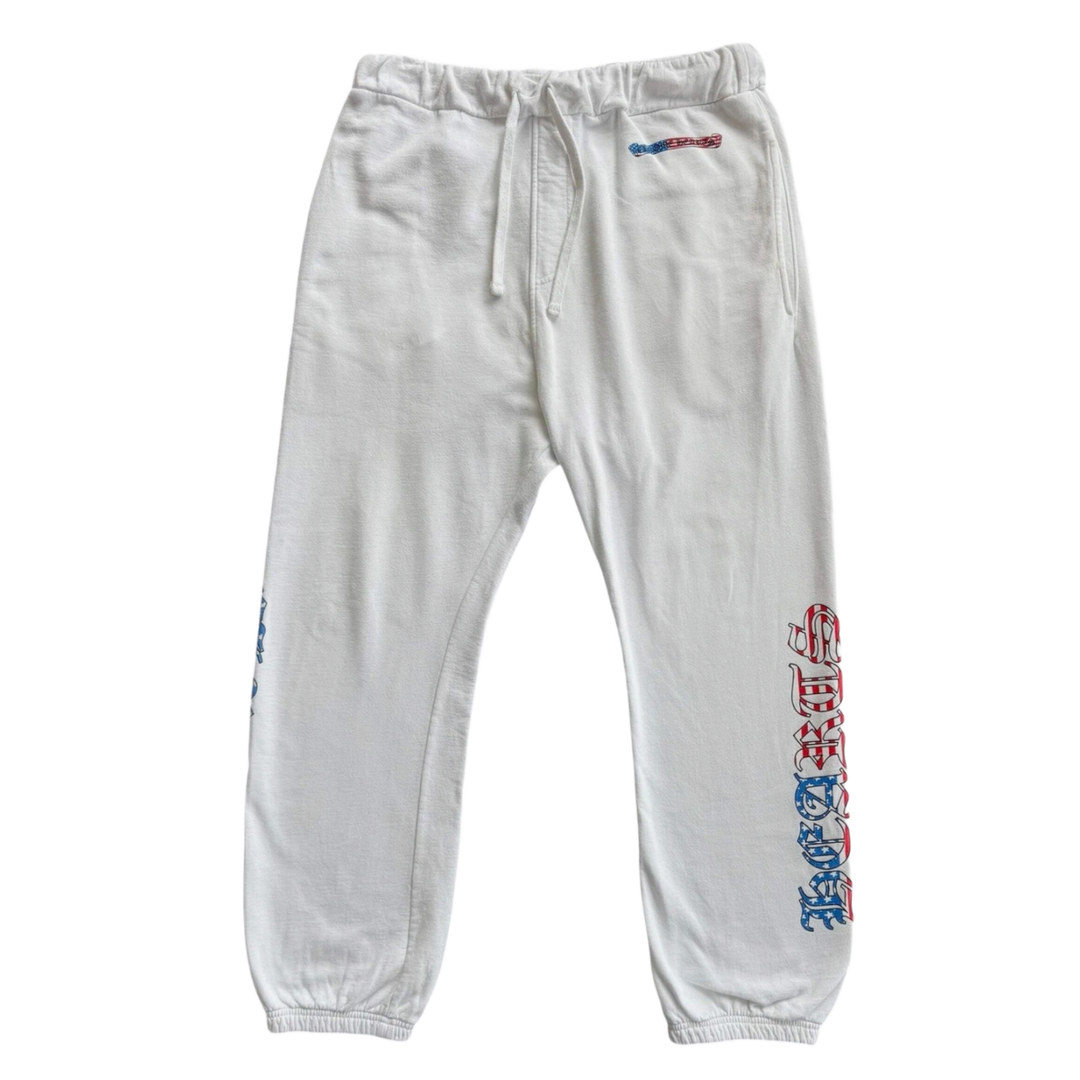 CHROME HEARTS MATTY BOY 'USA' WHITE SWEATPANTS