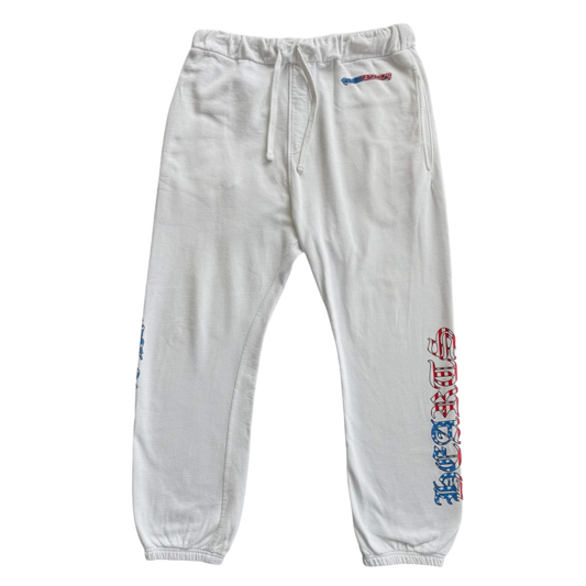 CHROME HEARTS MATTY BOY 'USA' WHITE SWEATPANTS