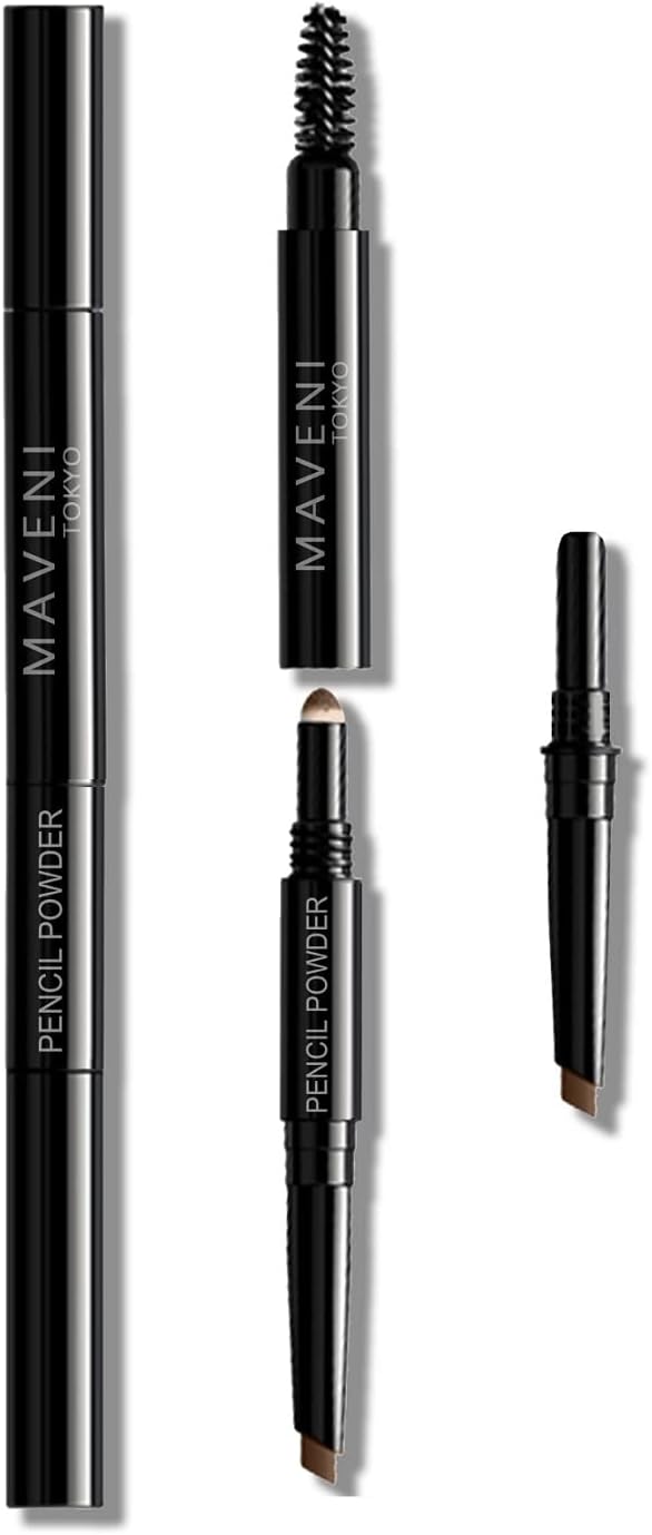 Maveni Blaumonster Pencil Eyebrow Pencil Eyebrow Pencil Eyebrow Powder & Pencil & Brush 3 in 1 Unscented, Includes Rotating Lead for Replacement