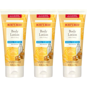 Burts Bees Loción corporal para piel normal a seca con leche y miel, 6 onzas (el paquete puede variar)