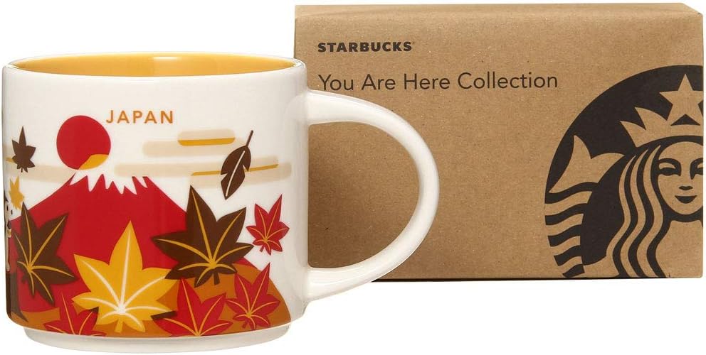 Starbucks Stava You Are Here Collection Mug Japan Autumn 14.1 fl oz (414 ml), Japanese Style, Autumn Leaves, Chestnuts, Fifteen Night Moon Castle, Fall, Mt. Fuji Yellow Limited Tableware, Cup, Coffee Limited