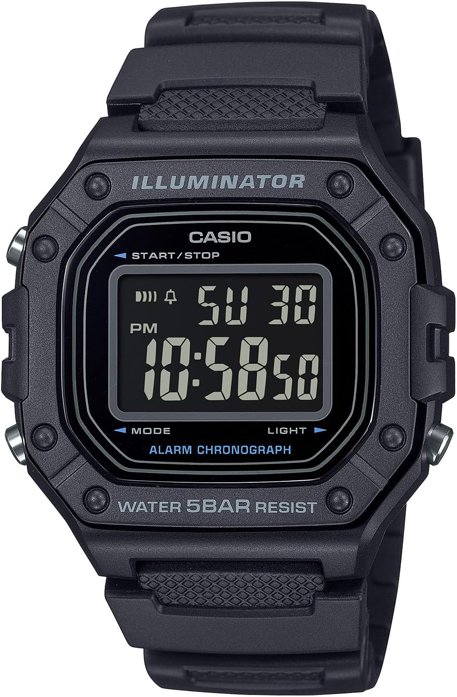 Casio Collection W-218H Wristwatch, Genuine Domestic Product, Black, Sporty