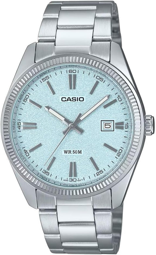 Casio MTP-1302DA-2A2 Analog Quartz Standard Silver Light Blue