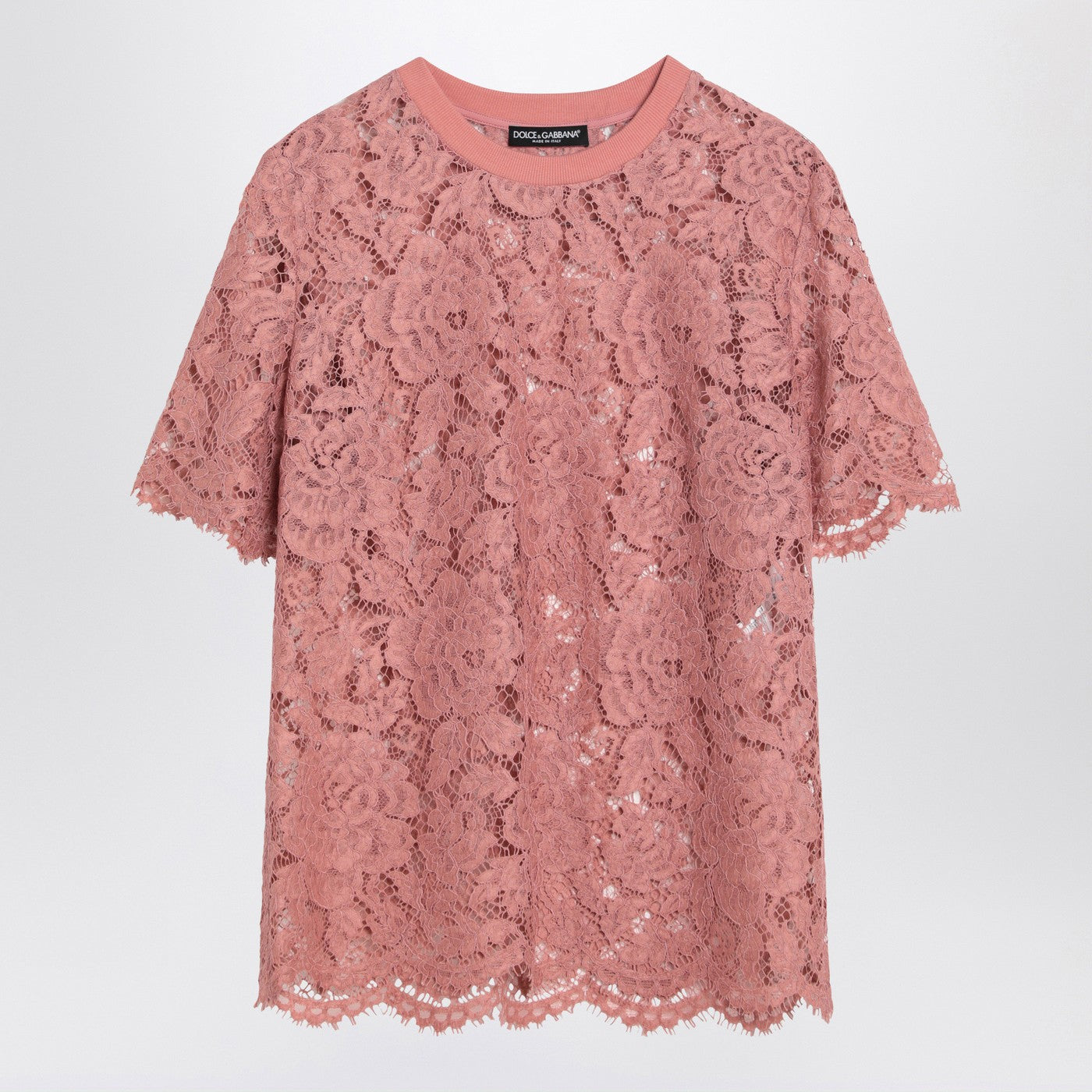 Dolce  Gabbana ドルチェ＆ガッバーナピンクレースTシャツ - Image 1