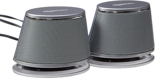 Basics Dynamic Sound Speakers, USB Connection, PC, Computer, Silver, 1 Set