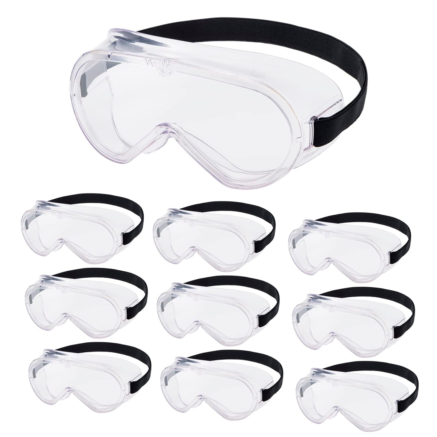 Yamamoto YG-5090HFN Non-Porous Goggles, Set of 10, Anti-Fog Specifications, Can be Used with Glasses/Masks, Splash, Infection Prevention, Made in Japan, Clear HF (Outer Hard Coat + Interior Anti-Fog),