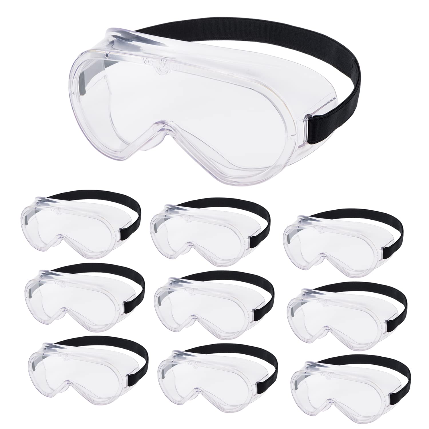 Yamamoto YG-5090HFN Non-Porous Goggles, Set of 10, Anti-Fog Specifications, Can be Used with Glasses/Masks, Splash, Infection Prevention, Made in Japan, Clear HF (Outer Hard Coat + Interior Anti-Fog),