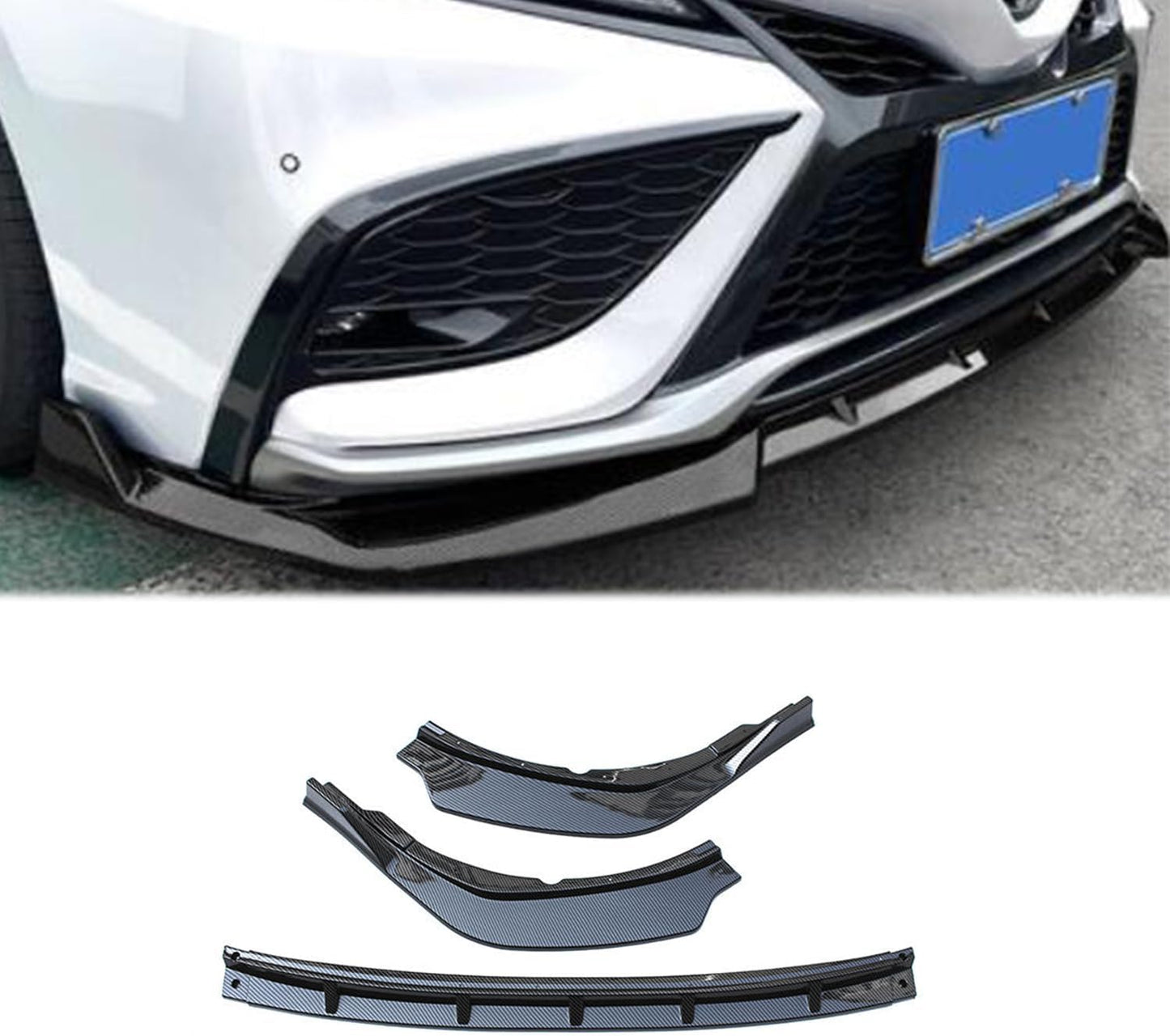 Toyota Camry 70 Series WS "Leather Package" (2021 - Current) Front Lip Accessory Dress Up Refurbished Parts Easy Installation 3PCS Carbon Pattern