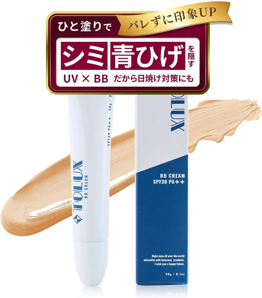 [Official] TOLUX Men's BB Cream Sunscreen SPF30 PA++ Concealer, 0.7 oz (20 g), Beige, Ochre, Natural, Acne Marks, Blue Beard, Pores, Cleanliness, Office Makeup (1 Piece)