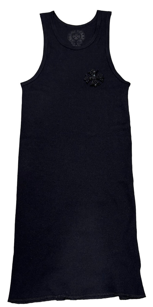 CHROME HEARTS 'BLACK' BEADED CROSS TANK TOP