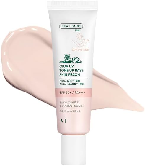VTCOSMETICS CICA UV Tone Up Base, SPF 50+/PA++++, Sensitive Skin, Dry Skin, Skin Care, Makeup Base, UV Care, Complexion, Transparent, Korean Cosmetic, Skin Peach, Genuine Product