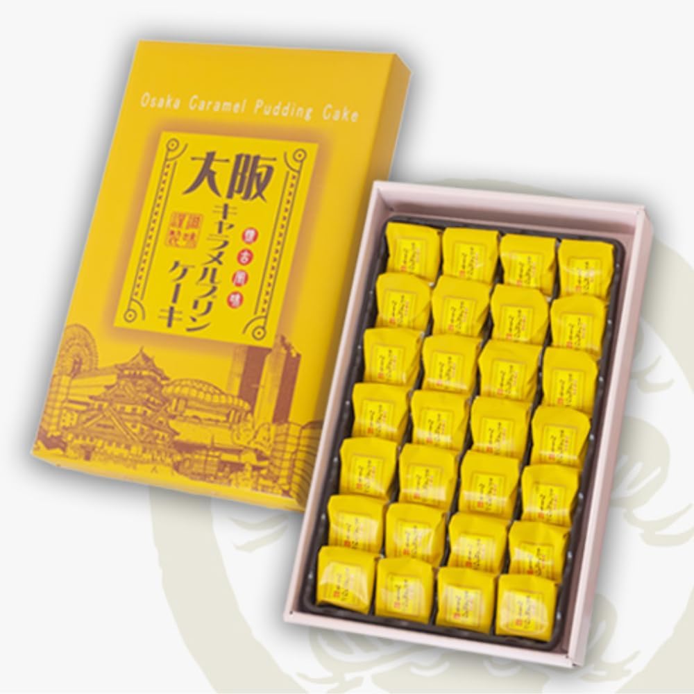 Osaka Souvenir Monde Selection Gold Award for 6 consecutive years. (New) Osaka Caramel Pudding Cake (Large), Pack of 28, Osaka Souvenir, Osaka Miyage, Sweets, Kansai, Souvenir, Homecoming
