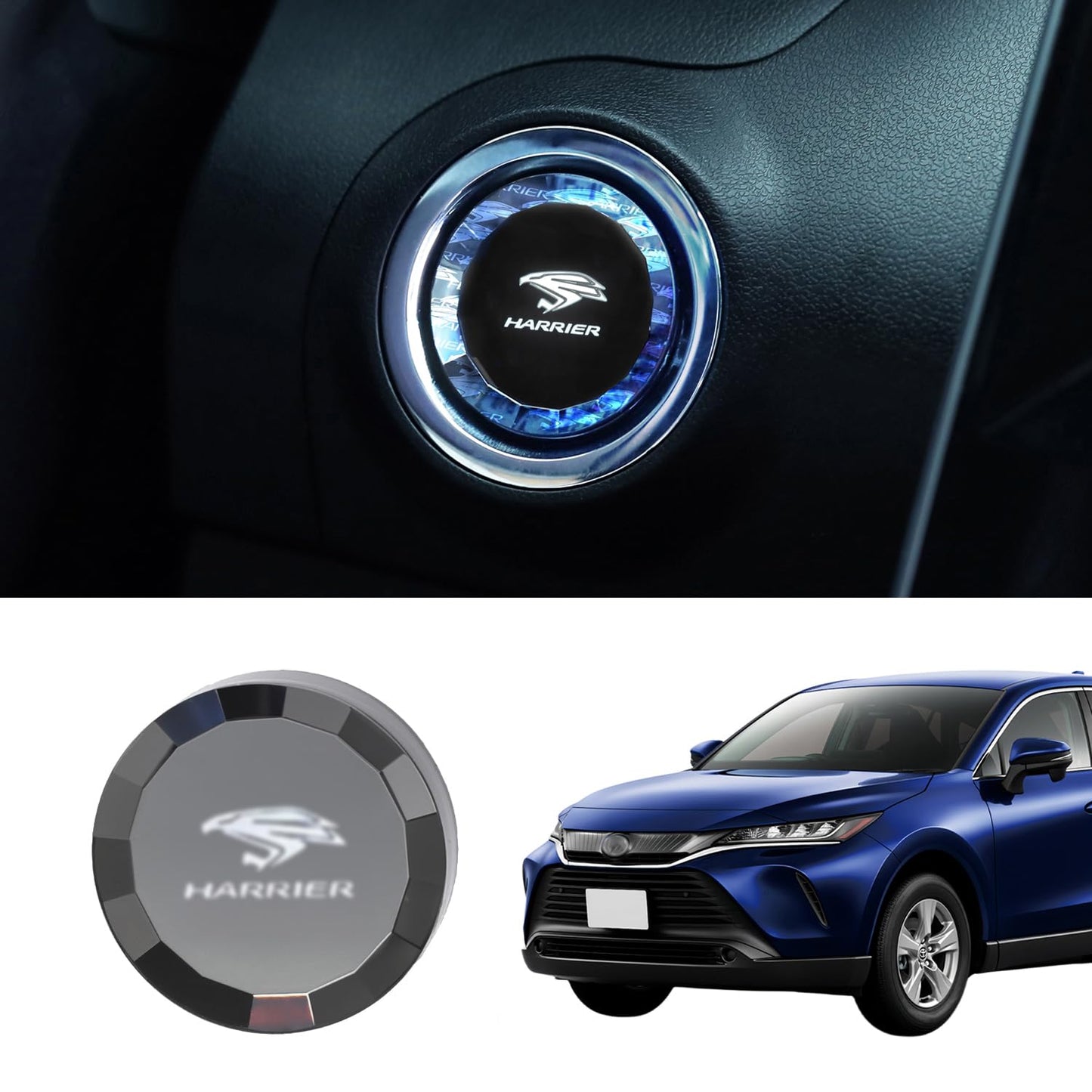 LUMIMAN Toyota Harrier 80 Series Car Push Start Switch Crystal Engine Start Cover Start Button Cover Interior Parts Dress Up Crystal Style Exclusive Design TMIMB-3 Genuine Replacement Japanese