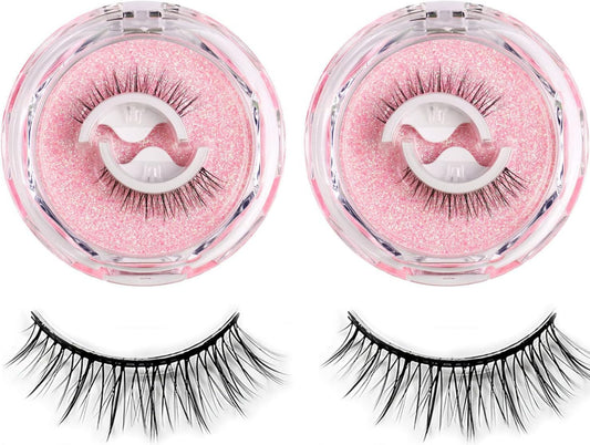 2 Pair False Eyelashes, No Glue, Natural Eyelashes, Repeated Usage, Popular and Long Lasting, Natural Waterproof, Ultra Lightweight Daily Makeup, Lifestyle Makeup, (W08)