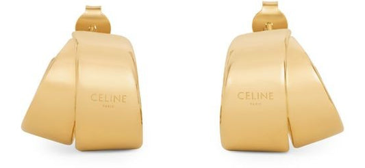CELINE Ribbon hoops in brass with gold finish - Image 1