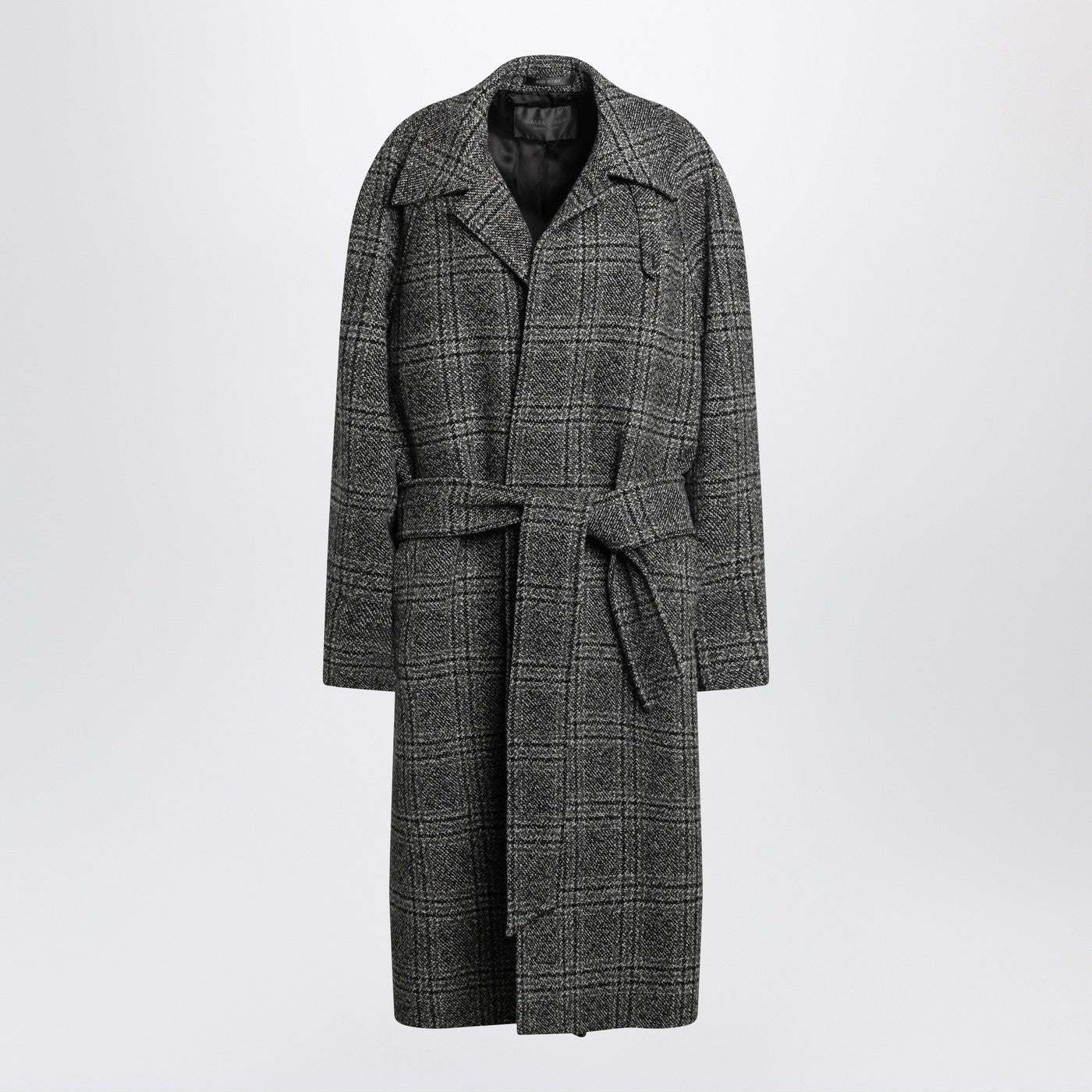 Balenciaga Raglan黒/灰色のチェックで1つのレイヤーコート - Image 1