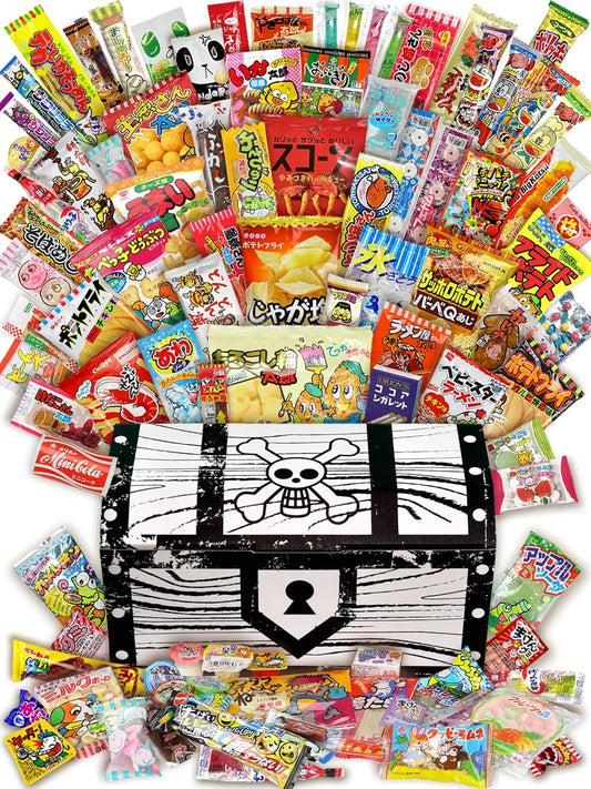 Dagashi Snacks, Assorted 66 Types, Before Bursting Monogrammed Pirate Treasure Chest Candy Gift Set Kids Delight Gift Bulk Assorted Snacks