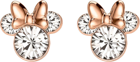 Disney Minnie Mouse Sterling Silver Cubic Zirconia Red Enamel Bow Stud Earrings