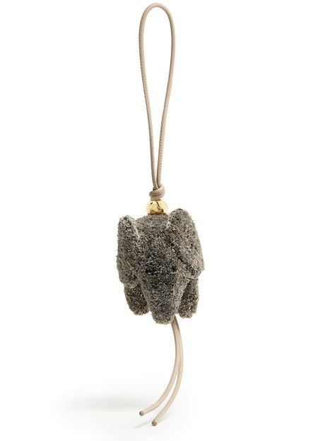 LOEWE Elephant bag charm in raffia and calfskin - Image 1