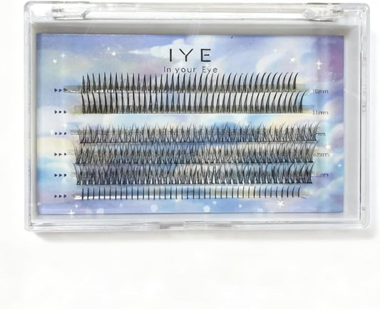 BOROLA 3 in 1 False Eyelashes Mix Set - Bottom Lashes + A Line + Fishtail, J Curls & C Curls, 0.07mm Extra Fine, 6mm & 9-11mm Length Mix DIY Cluster Type for Daily Work and Party (Black)