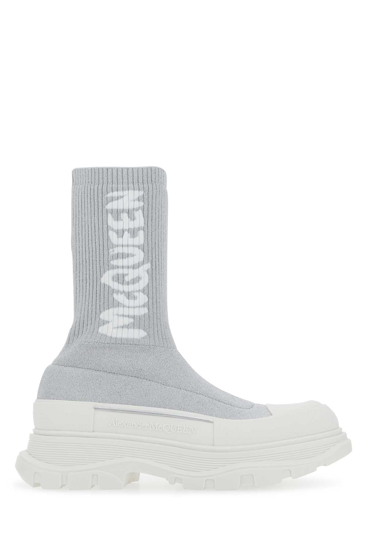 Alexander Mcqueen アレクサンダーマックイーングレーストレッチナイロントレッドスリックスニーカー - Image 1