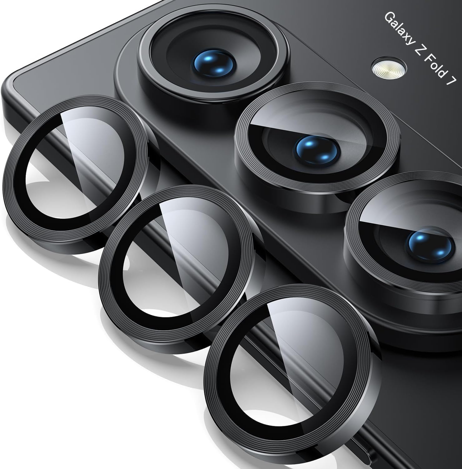 Hohotoon Galaxy Z Fold 7 Camera Protective Film Galaxy Z Fold 7 Camera Film SC-56F SCG34 Lens Cover Made of Aluminum Alloy +AR High Transmittance Tempered Glass 0.25mm Ultra Thin Lens Protective Case