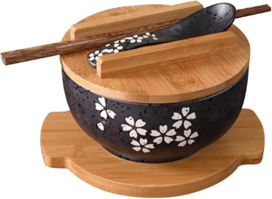 Tableware Udon Soba Noodle Bowl Instant Noodle Tableware Dining Room Tableware Salad Ceramic Bowl Restaurant Ramen Commercial Use (Color: Black, Size: One Size)
