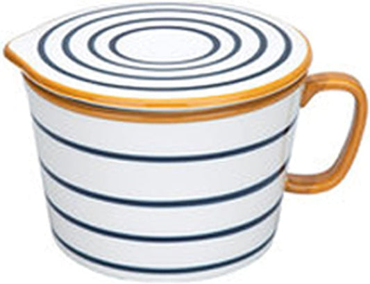 Tableware Udon Noodle Bowl with Handle Salad Dish Noodle Bowl Ceramic Instant Noodle Bowl for Restaurants Ramen Commercial Use (Color: Stripe, Size: One Size)